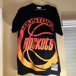 Mitchell and ness houston rockets and los angeles lakers flames heavy t-shirts